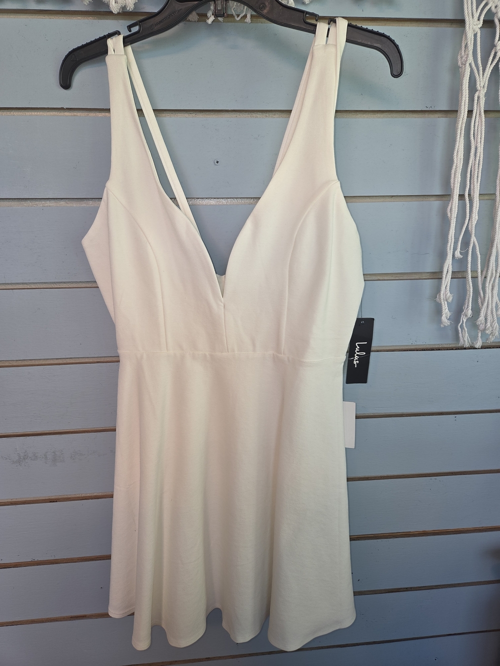 Lulu's White V-Neck Skater Dress - Picture 2 of 3